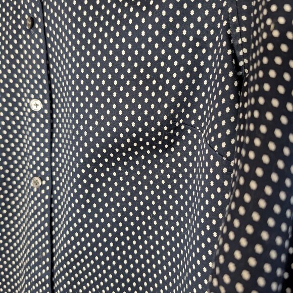 Banana Republic Darkest Navy Blue with White Dots Tailored-Fit Shirt Sz 10 - Picture 4 of 5